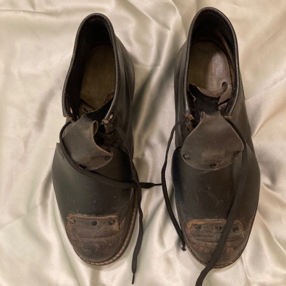 RARE Vintage Black Hy-test Steel Toe Metatarsal Safety Ankle Shoes Boots 1960s - Picture 2 of 12